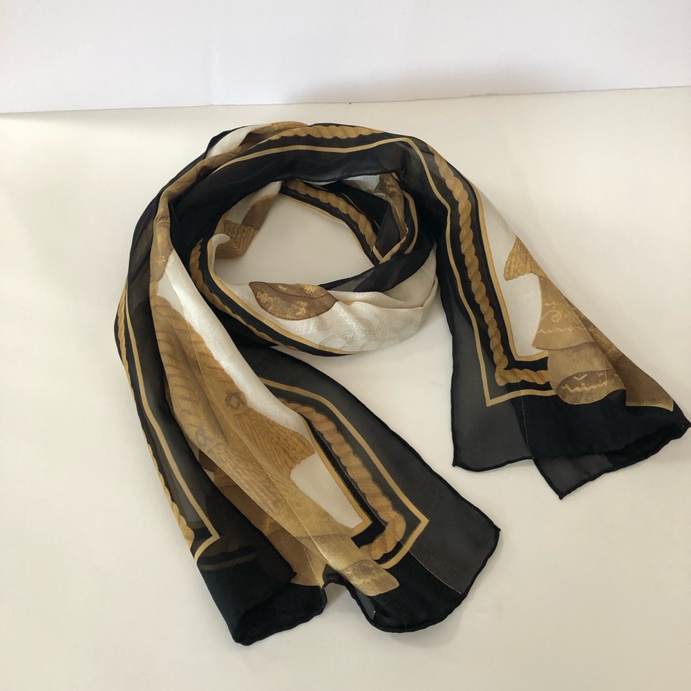 Gold/black and cream sheer scarf